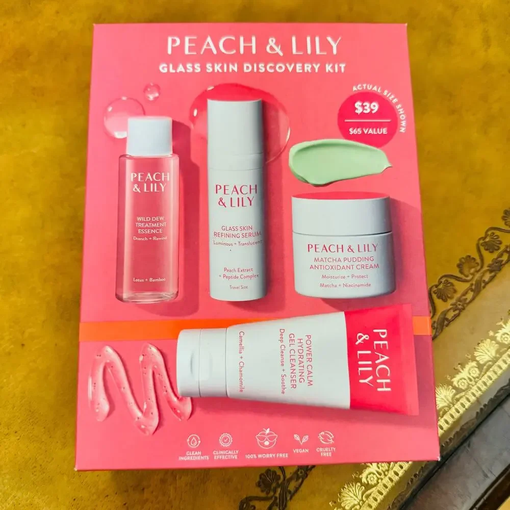Peach & Lily Glass Skin Hydration Antioxidant Calm Cleanser Discovery Kit NEW